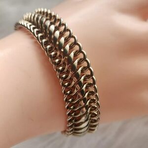 Vintage Gold Tone Link 5/8" Wide Bracelet Box Clasp 7.25"
